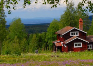 Röd stuga fjäll